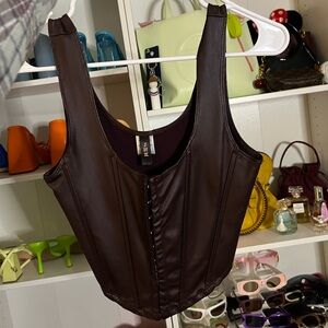 Brown Leather Corset Top